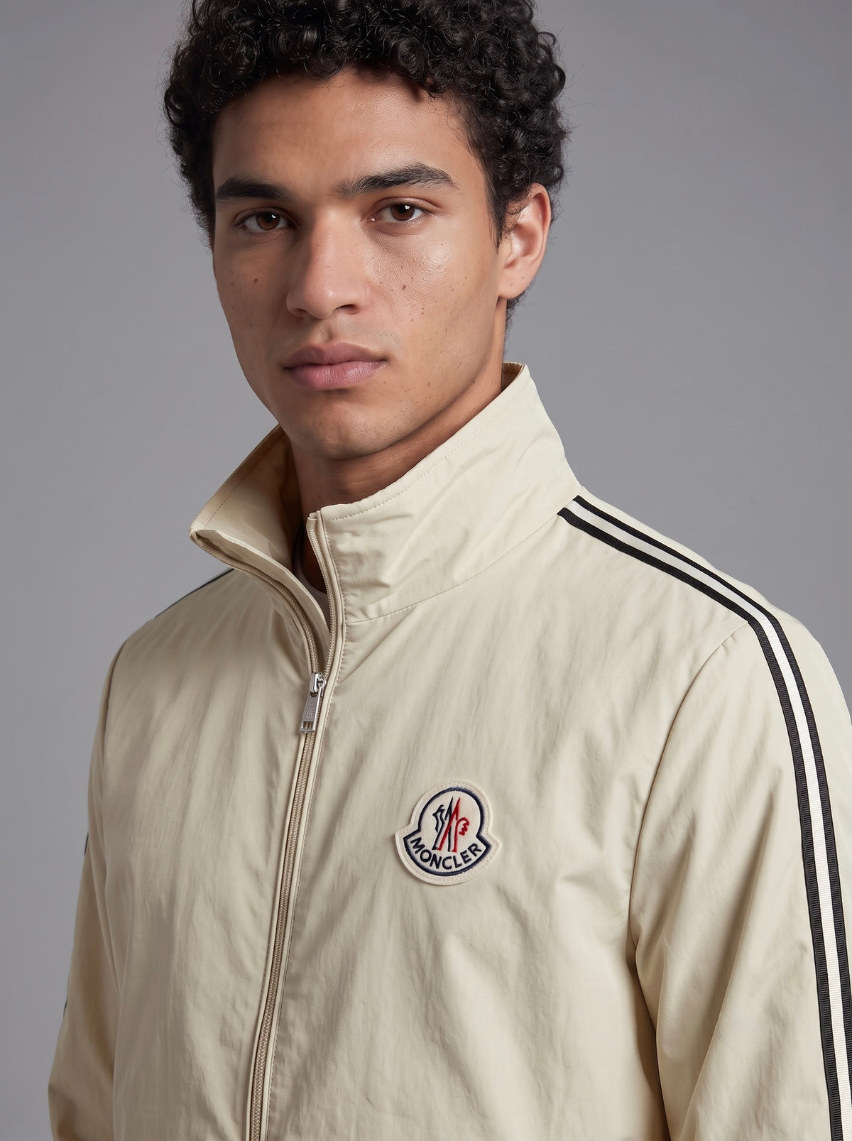 Men’s Striped Sleeve Zip-Up Jacket
