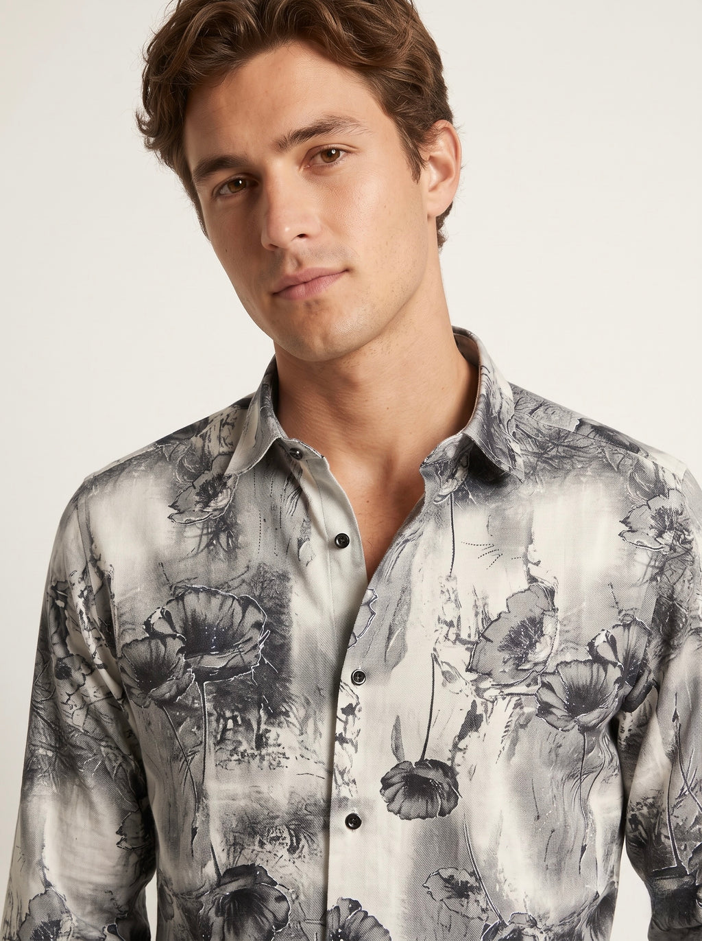 Men’s Abstract Floral Foil Print Full Sleeve Shirt