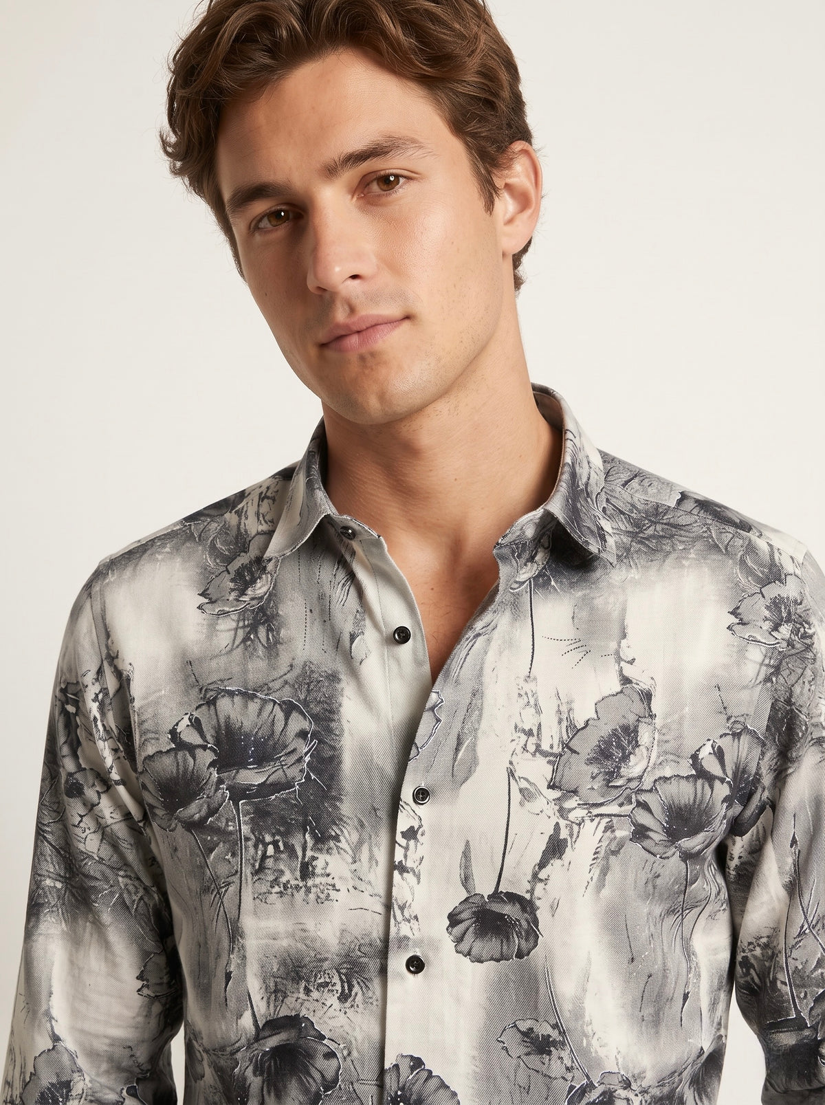 Men’s Abstract Floral Foil Print Full Sleeve Shirt
