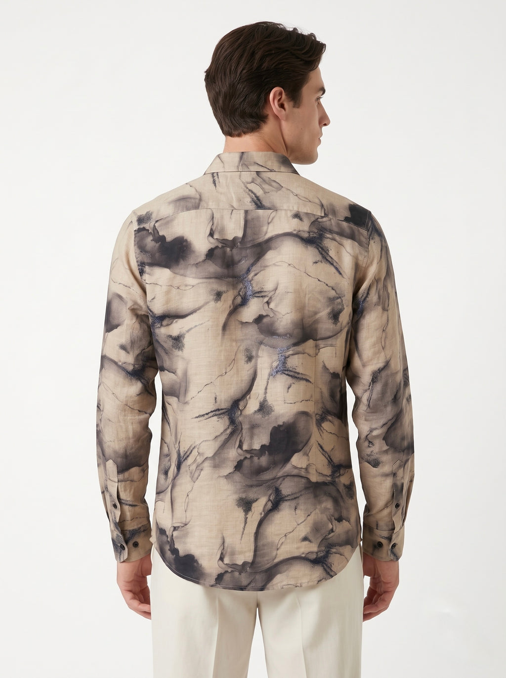 Men’s Abstract Marble Foil Print Full Sleeve Shirt