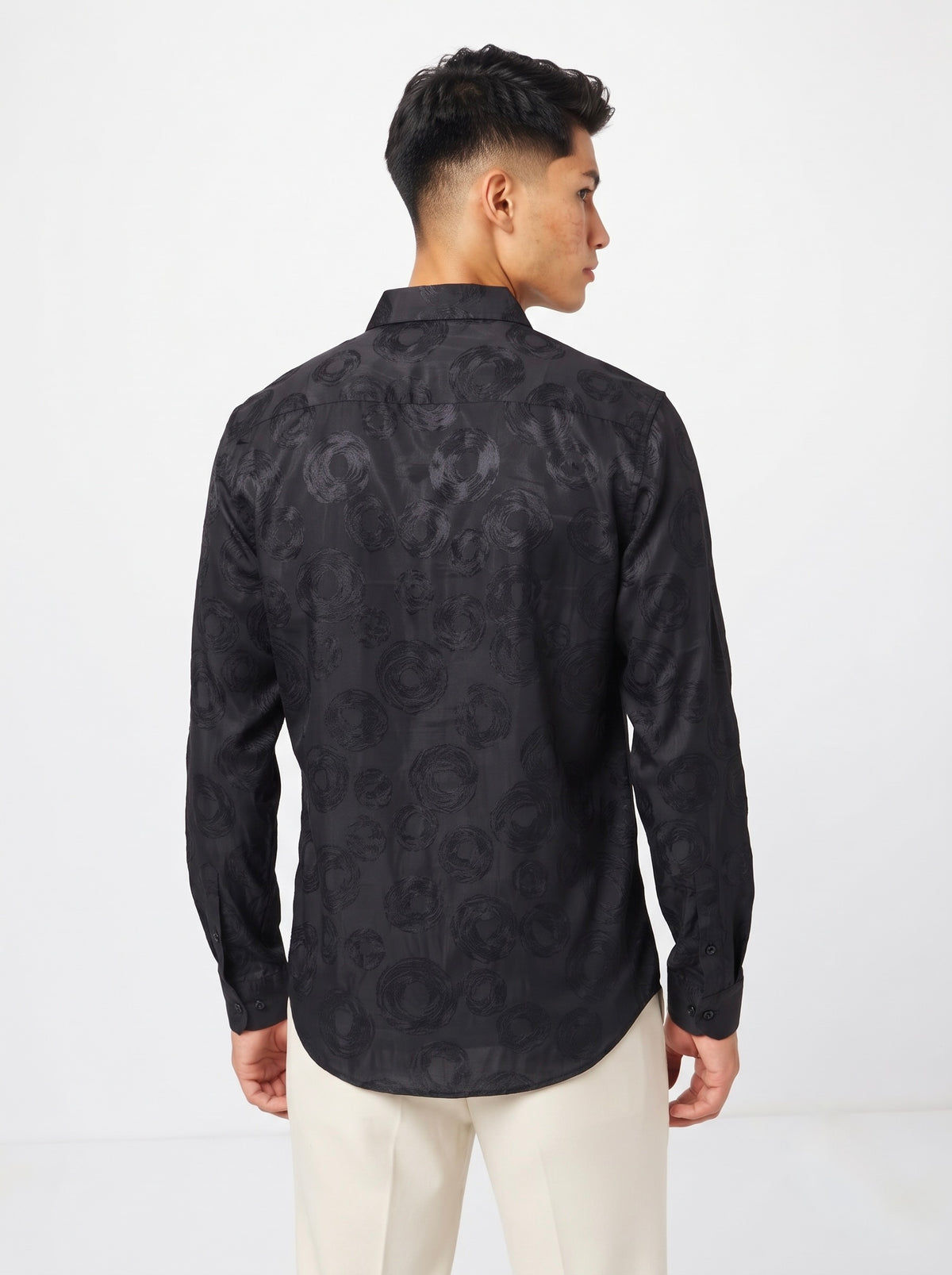 Men’s Swirl Pattern Party Wear Shirt