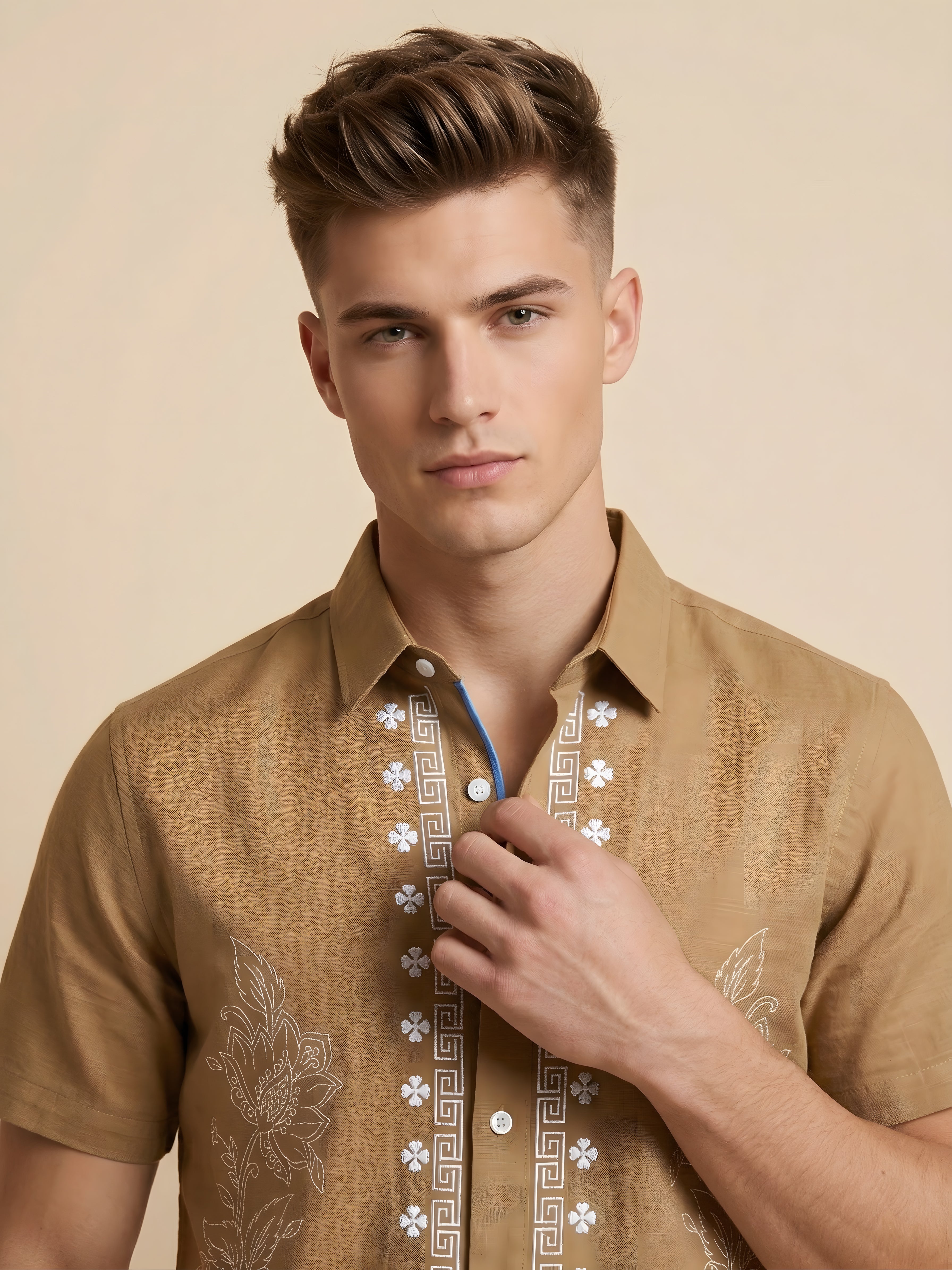 Snipes embroidery print shirt in high-speed design, featuring detailed embroidery and casual shirt style with a button-up front.