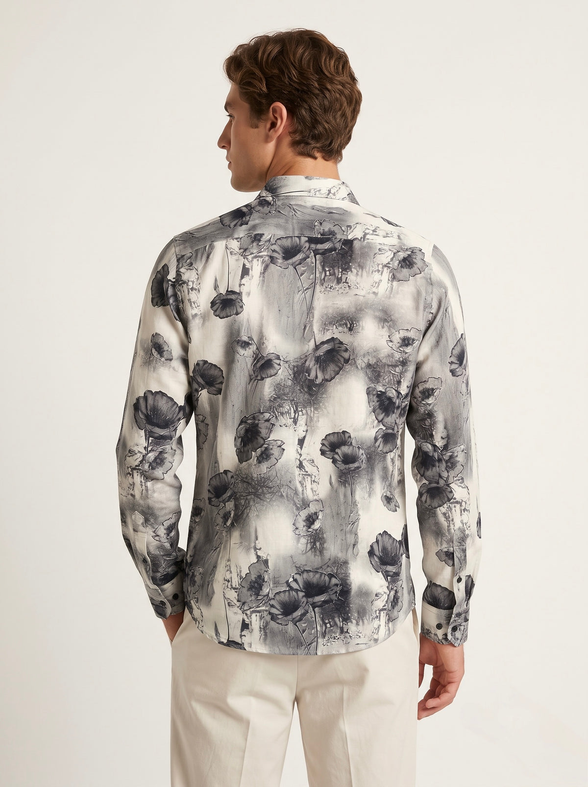 Men’s Abstract Floral Foil Print Full Sleeve Shirt