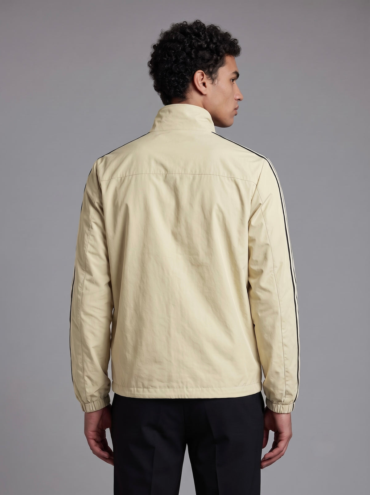 Men’s Striped Sleeve Zip-Up Jacket