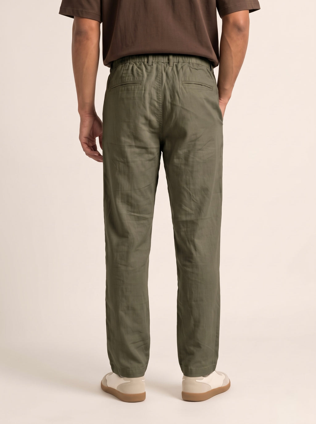 Men’s Pure Linen Loose Fit Drawstring Trousers