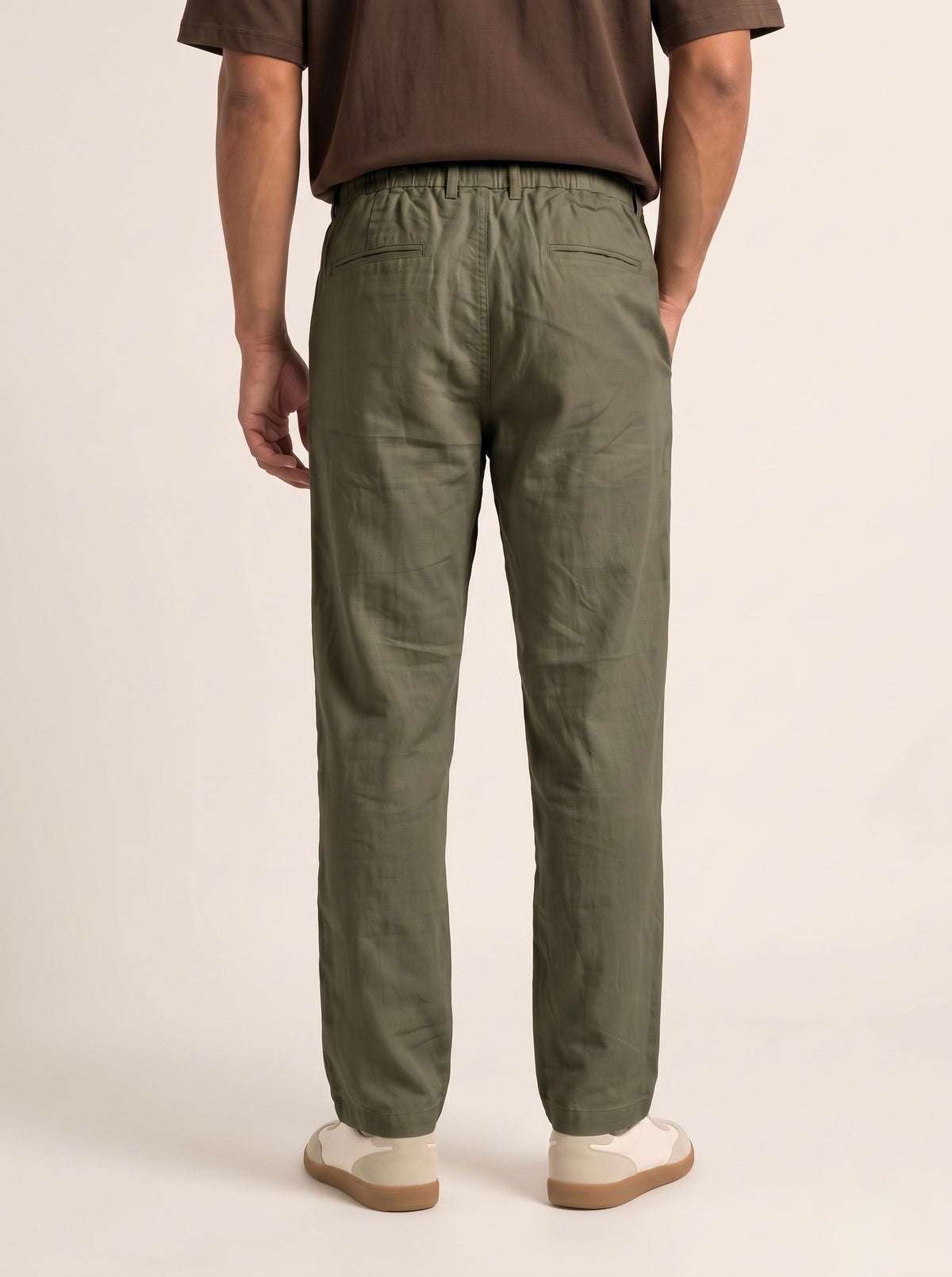 Men’s Pure Linen Loose Fit Drawstring Trousers