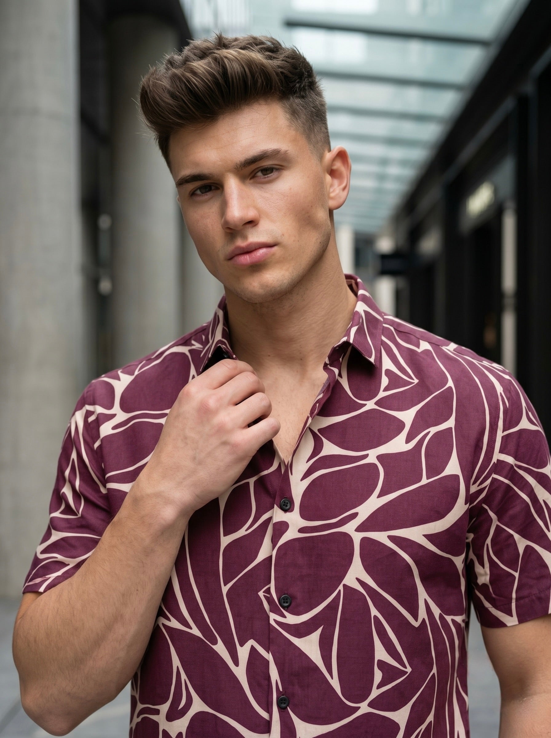 Digital Prints Half Sleeve Shirts - Violet