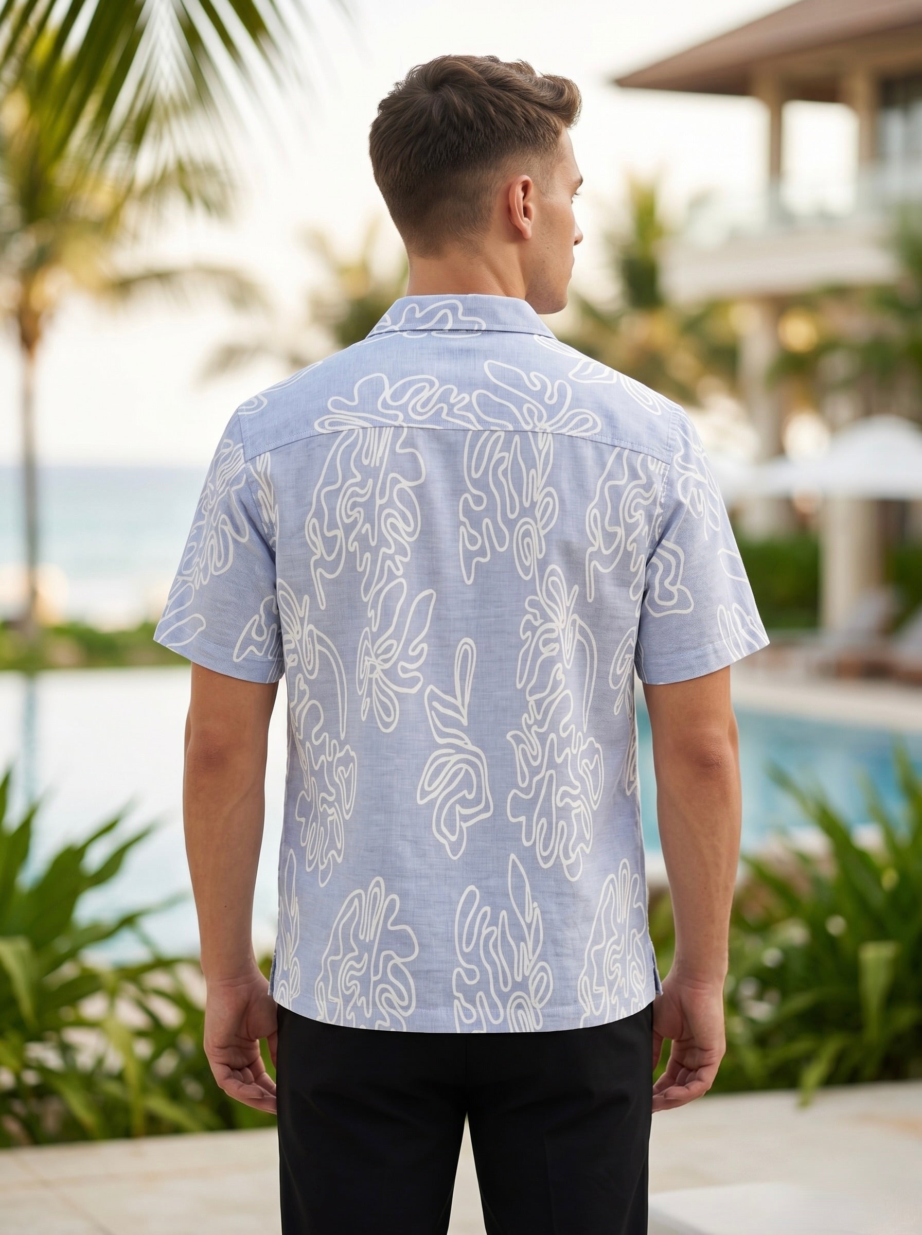 Abstract Leaf Jacquard Shirt