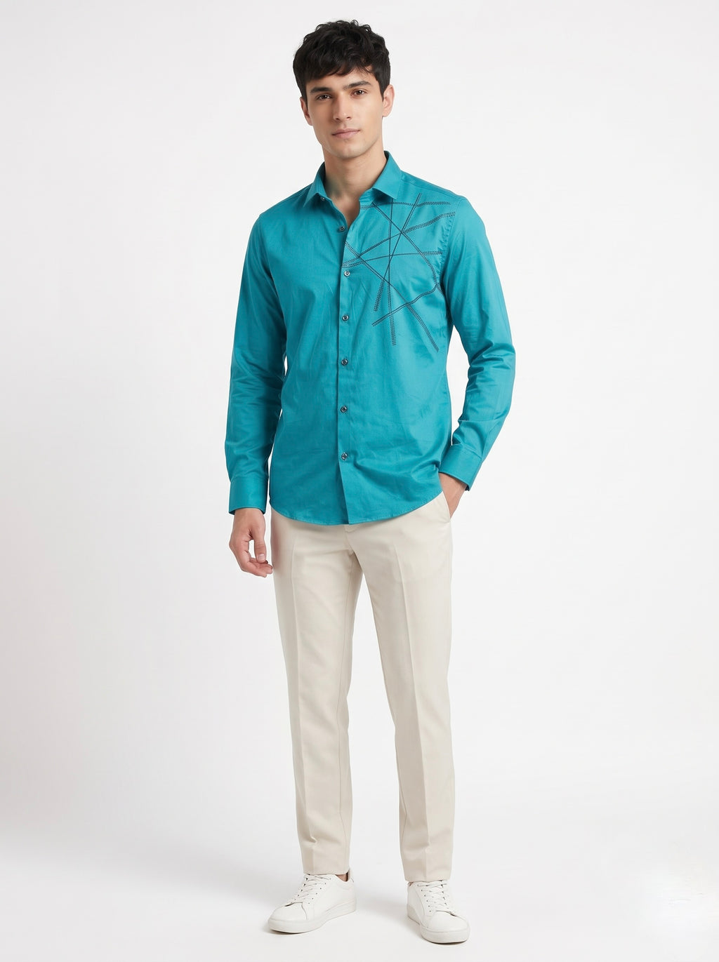 Men’s Abstract Line Full Sleeve Party Wear Shirt - Snipes
