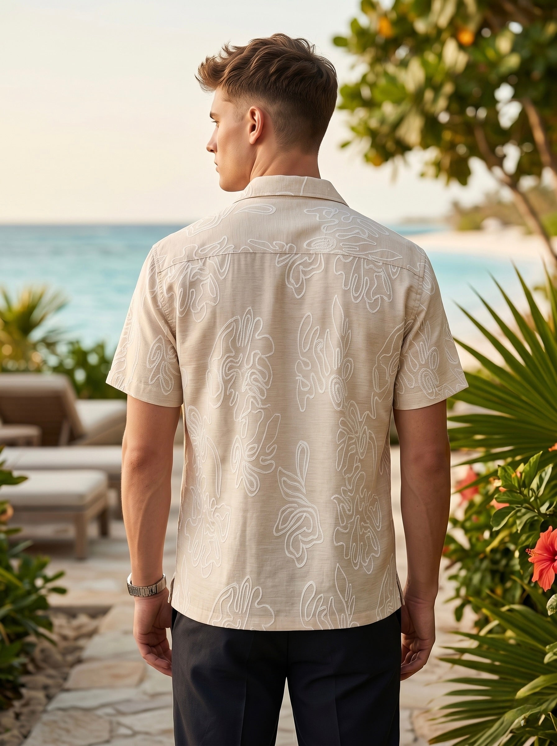 Abstract Leaf Jacquard Shirt