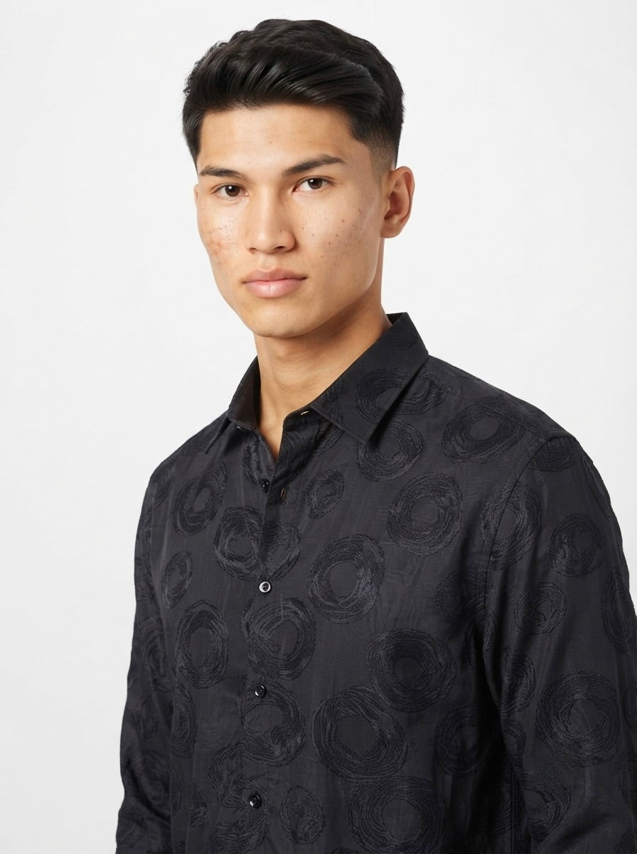 Men’s Swirl Pattern Party Wear Shirt