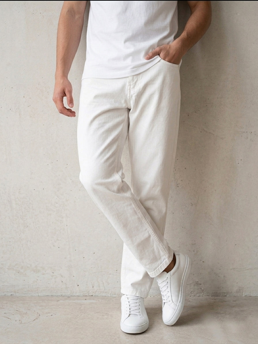 Snipes mom fit denim jeans, high-waisted with classic five-pocket design, in medium wash with subtle fading.