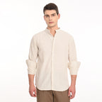 Striped Casual Shirt with Mandarin Collar - Snipes