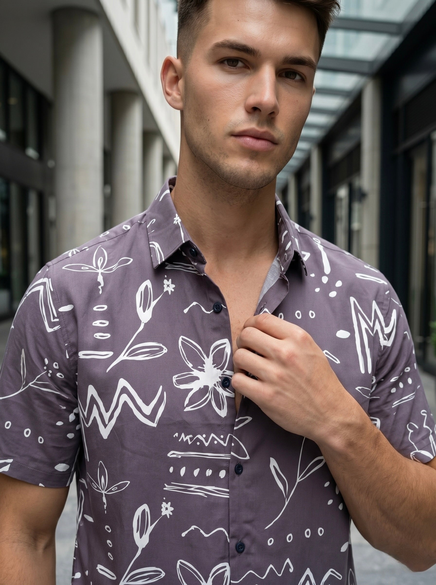 Digital Prints Half Sleeve Shirts - Purple