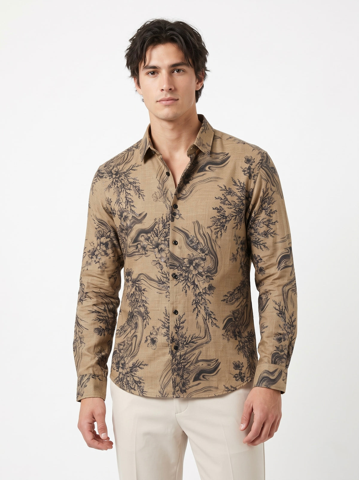 Men’s Floral Foil Print Full Sleeve Shirt