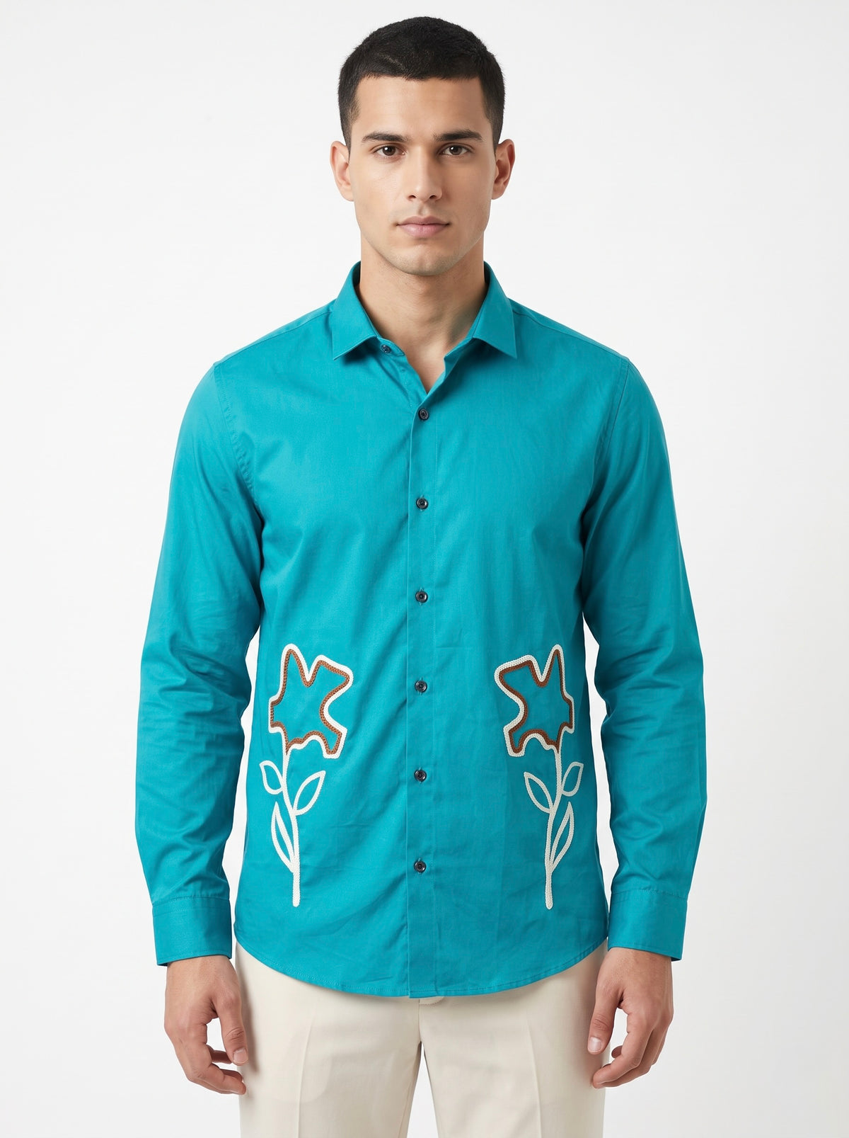 Men’s Floral Embroidered Full Sleeve Party Wear Shirt - Snipes