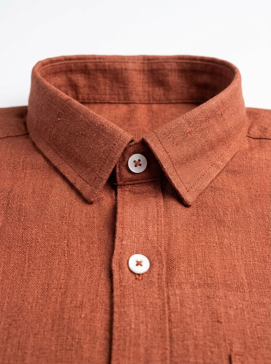 Men’s pure linen full sleeve casual shirt by Snipes, shown in a relaxed fit with a classic collar and button front.