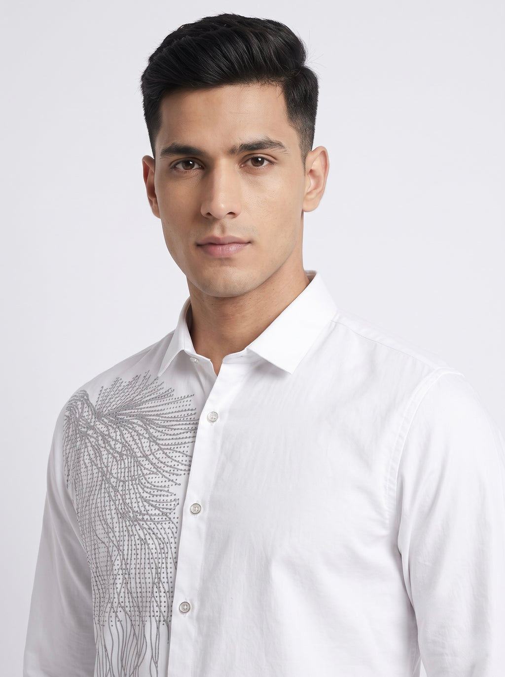 Men’s Embellished Feather Print Party Wear Shirt - Snipes