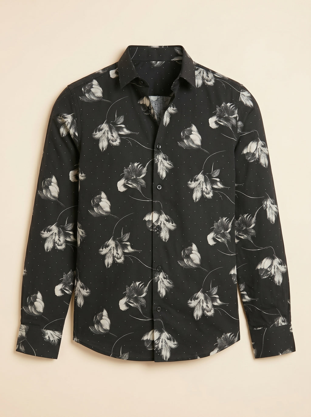 Snipes stone printed shirt featuring a stylish stone pattern, long sleeves, and a classic collar, perfect for casual wear.
