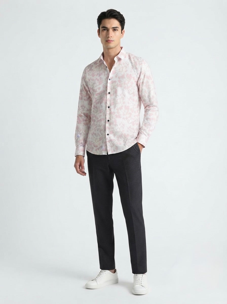 Men’s floral printed full sleeve shirt by Snipes featuring vibrant floral patterns on lightweight fabric.
