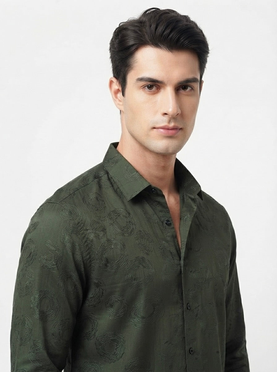 Men’s Swirl Pattern Party Wear Shirt