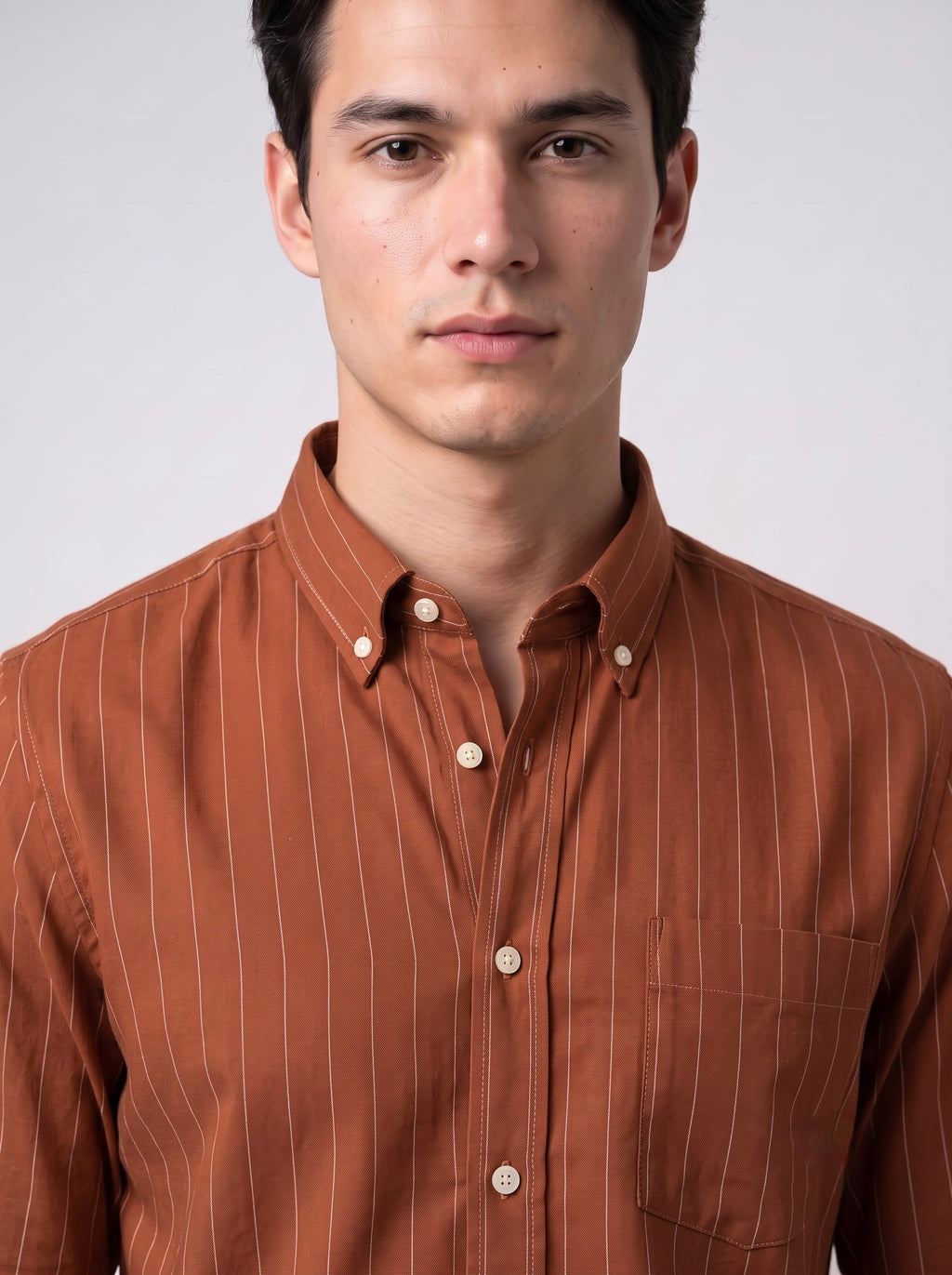 Men’s Striped TR Fabric Button-Down Shirt