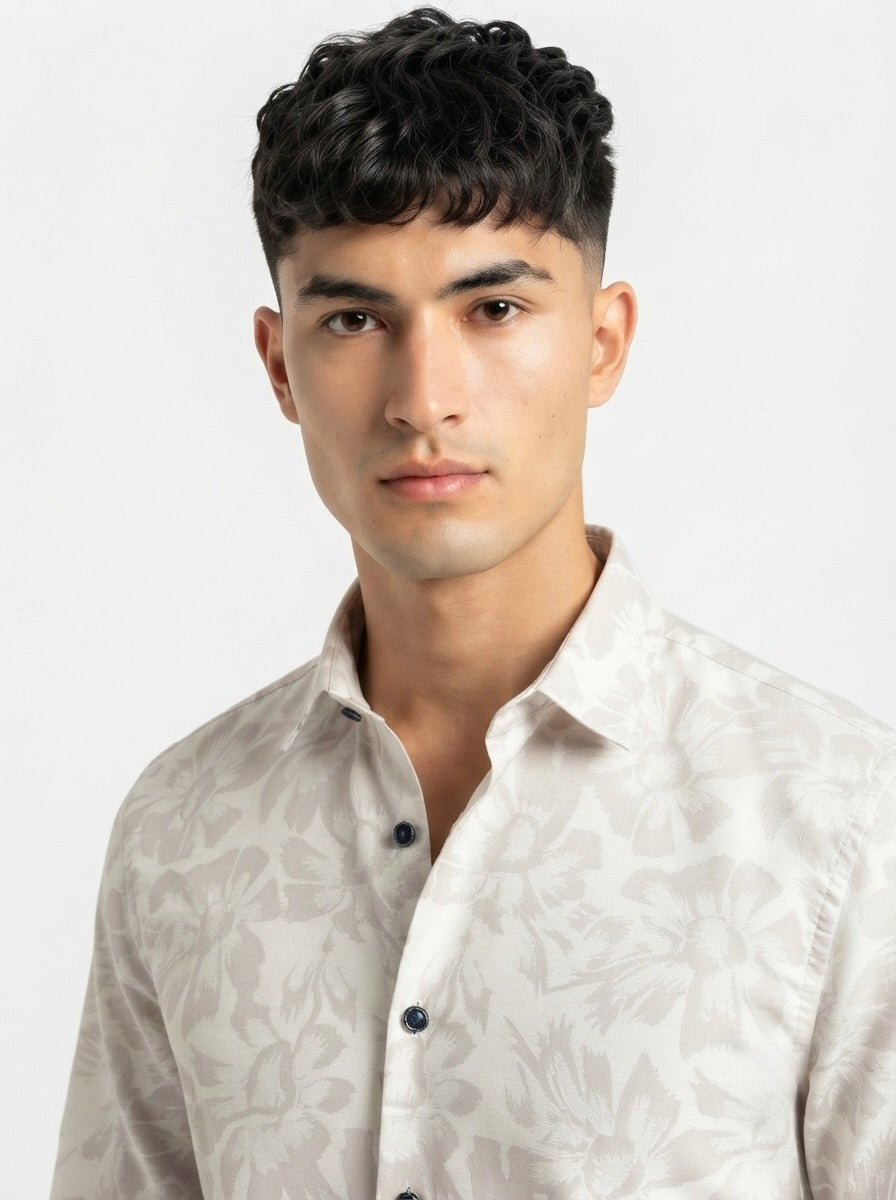 Men’s floral print full sleeve shirt by Snipes, featuring vibrant flower patterns on a lightweight fabric.