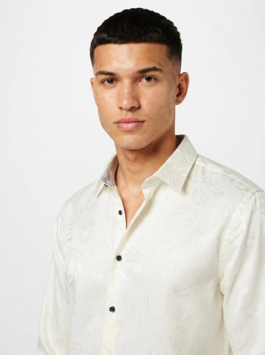 Men’s Swirl Pattern Party Wear Shirt
