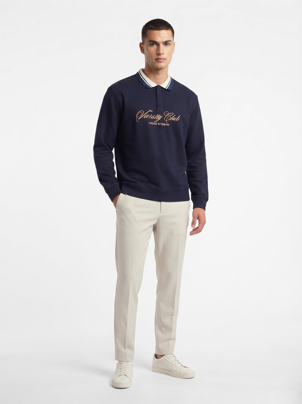Men’s Varsity Club Full Sleeve Polo Sweatshirt
