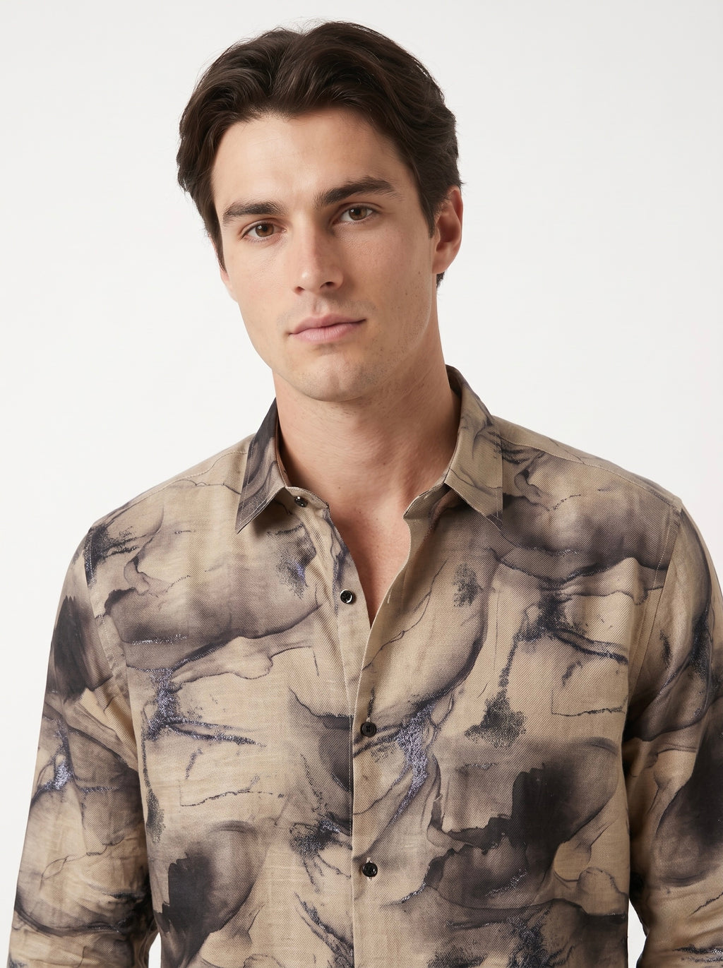 Men’s Abstract Marble Foil Print Full Sleeve Shirt