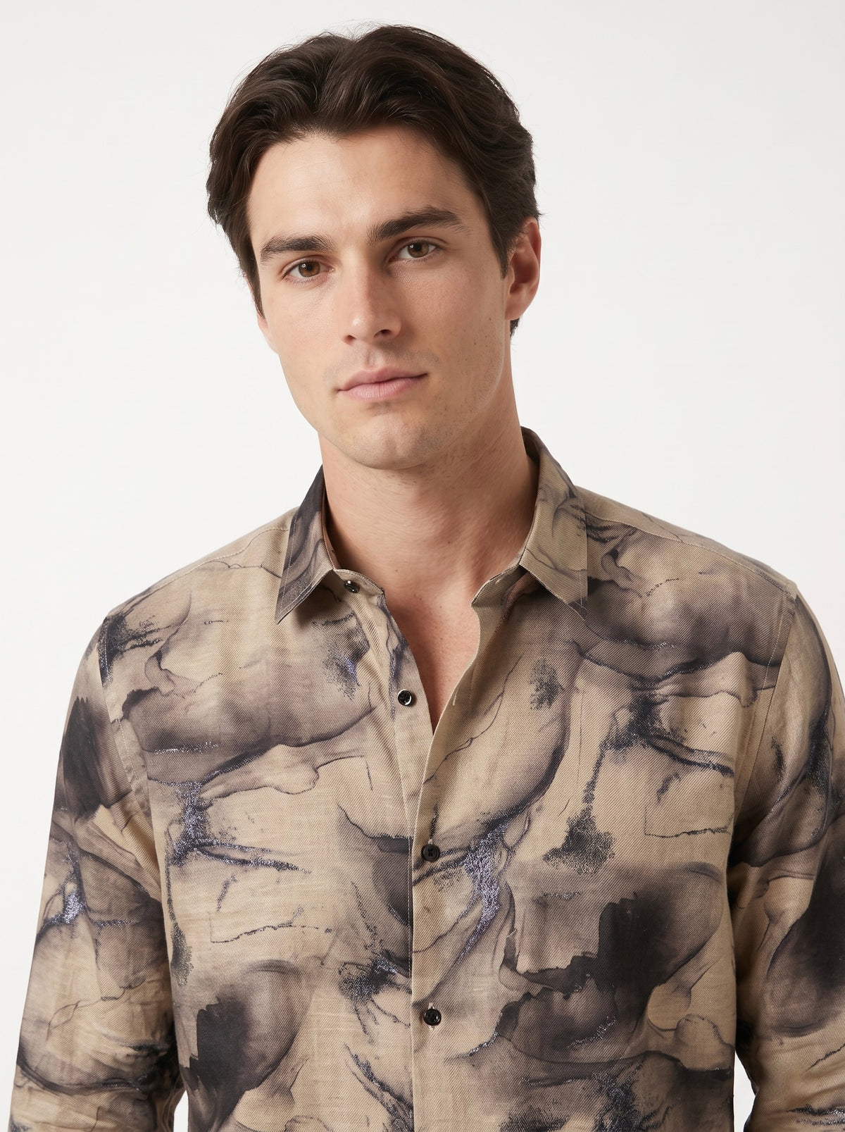 Men’s Abstract Marble Foil Print Full Sleeve Shirt