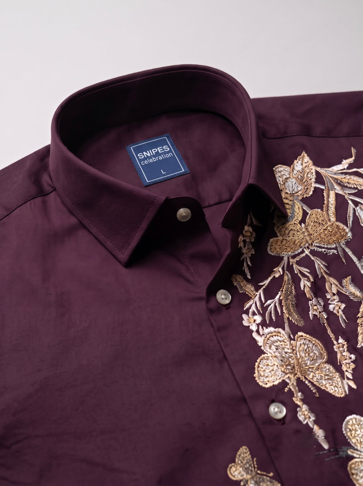 Men’s Floral Butterfly Print Stone Work Shirt
