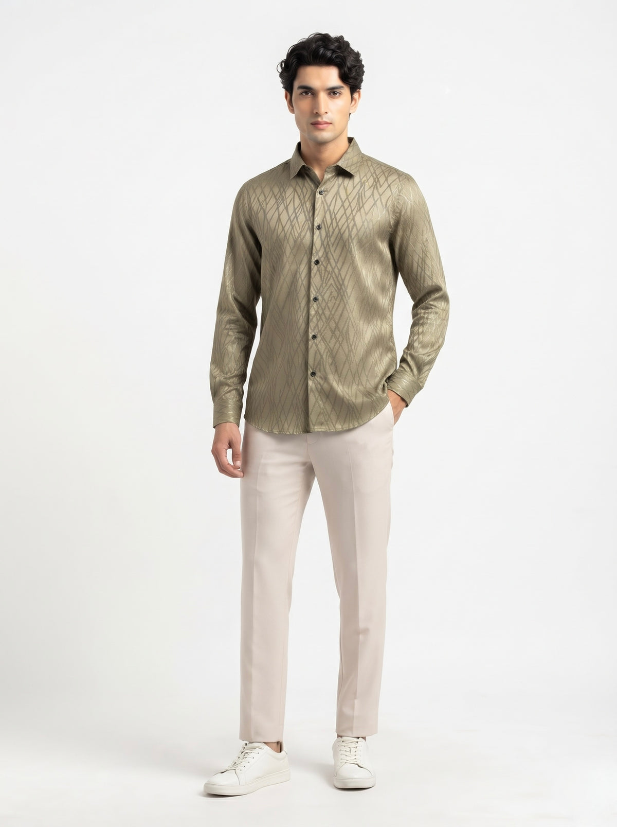 Men’s Cross Stripes Party Wear Shirt