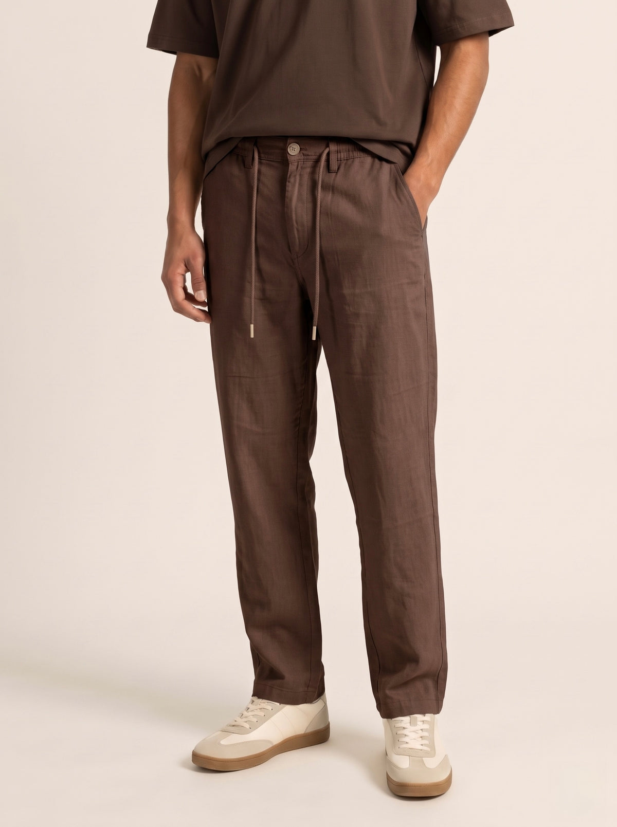 Men’s Pure Linen Loose Fit Drawstring Trousers