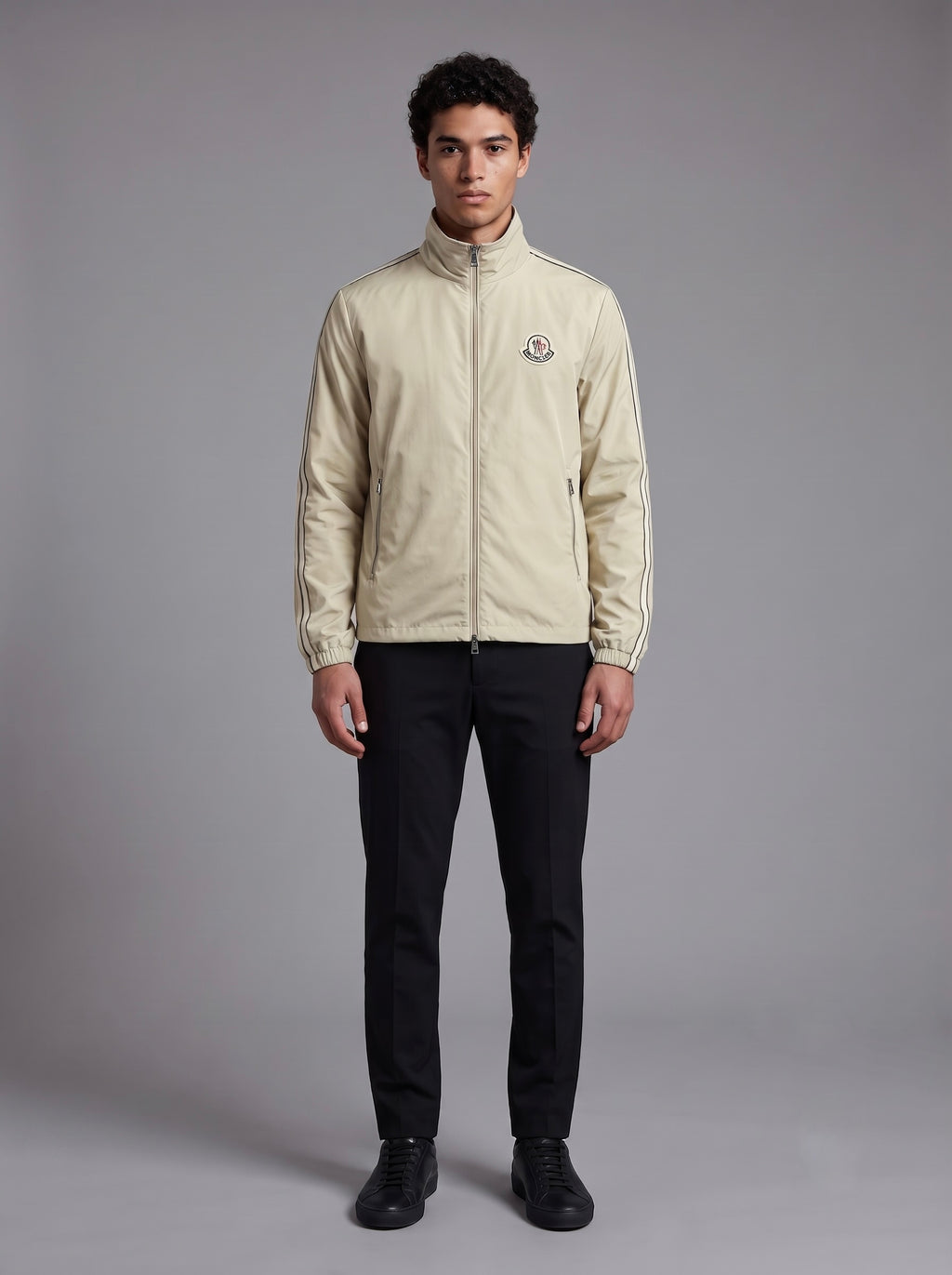Men’s Striped Sleeve Zip-Up Jacket