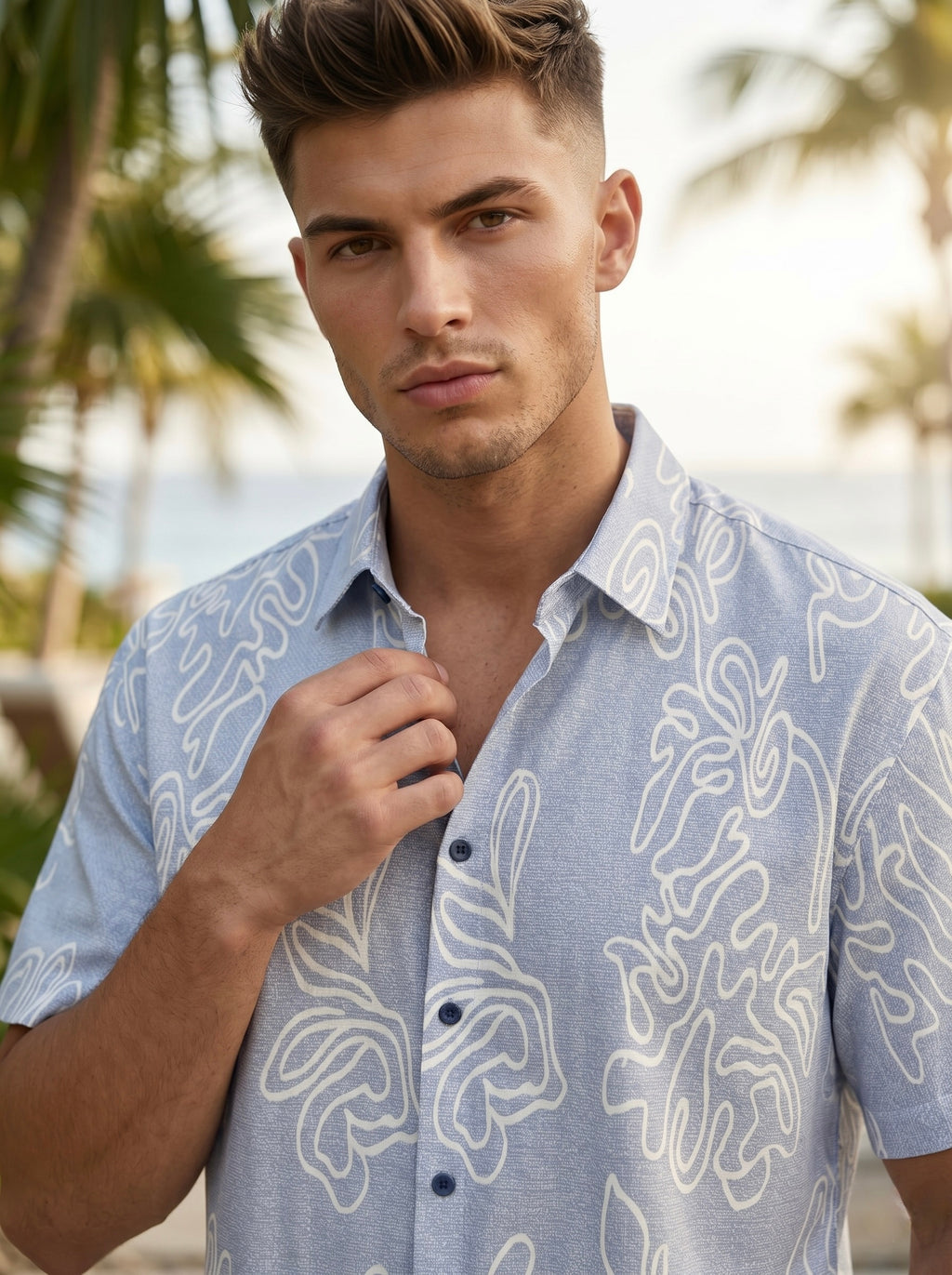 Abstract Leaf Jacquard Shirt