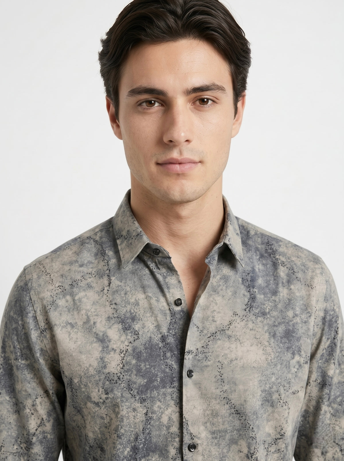 Men’s Smoky Abstract Foil Print Party Shirt