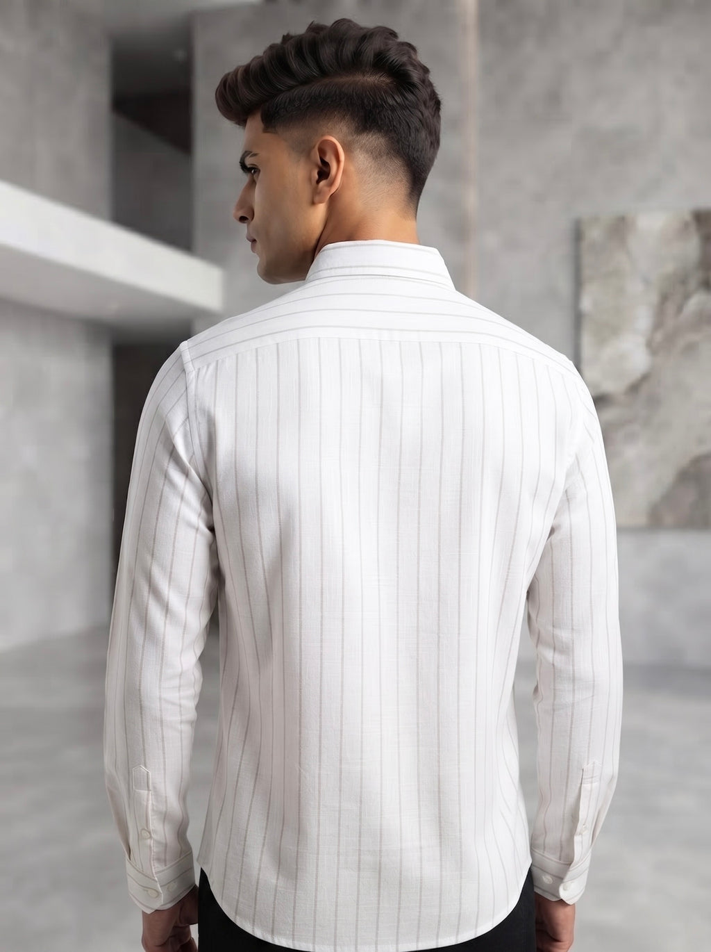 Snipes linen striped shirt with button-up front and long sleeves, featuring a casual, lightweight design for warm weather.