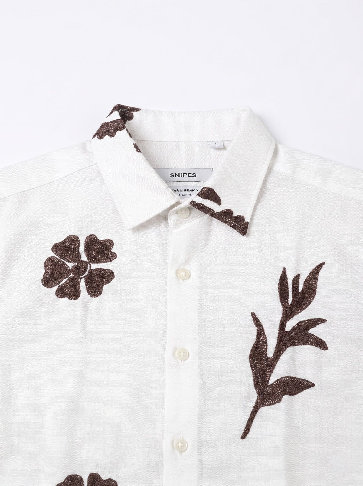 Men’s Korean Linen Floral & Leaf Embroidery Shirt