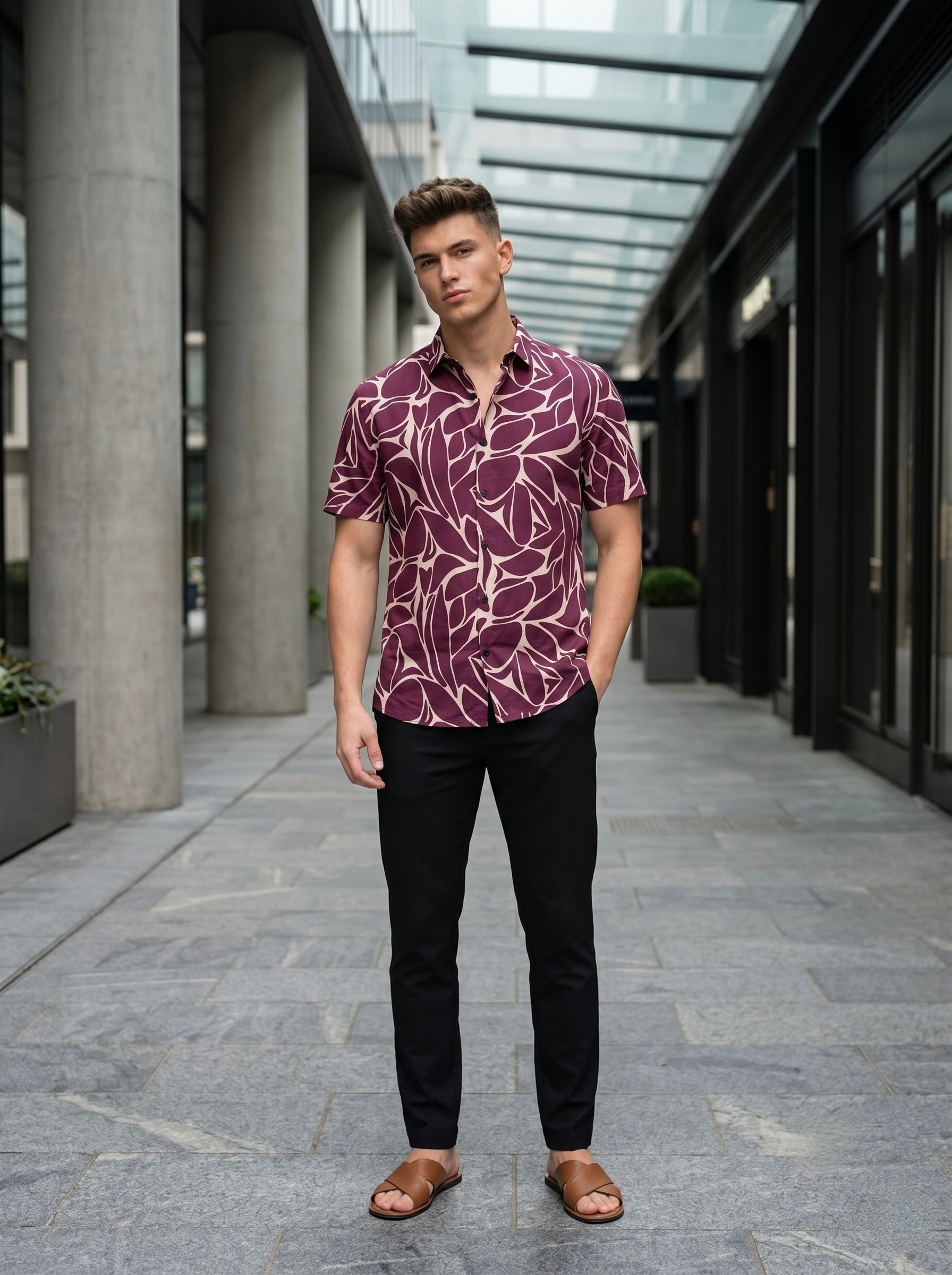 Digital Prints Half Sleeve Shirts - Violet
