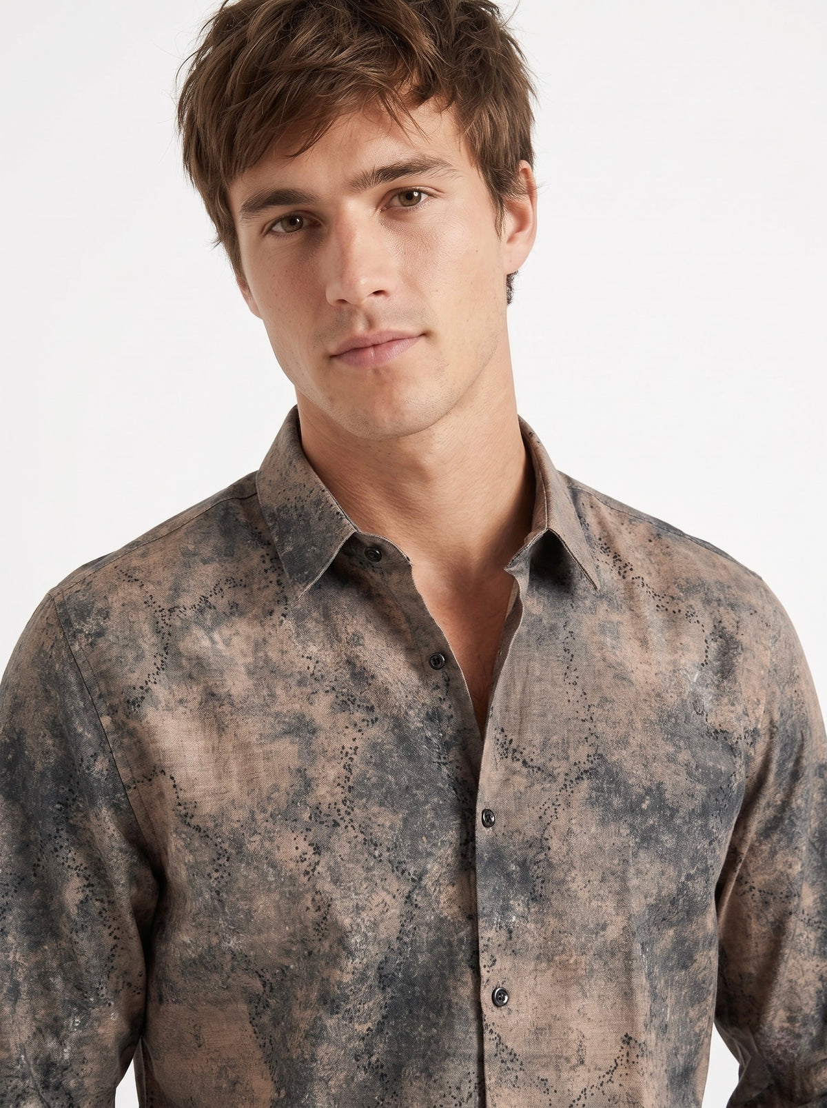 Men’s Smoky Abstract Foil Print Party Shirt