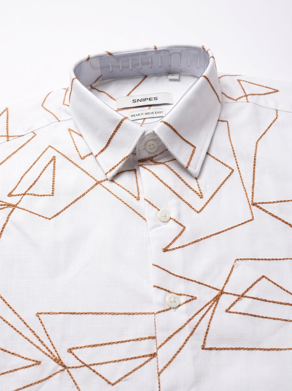 Men’s Korean Linen Geometric Embroidery Shirt