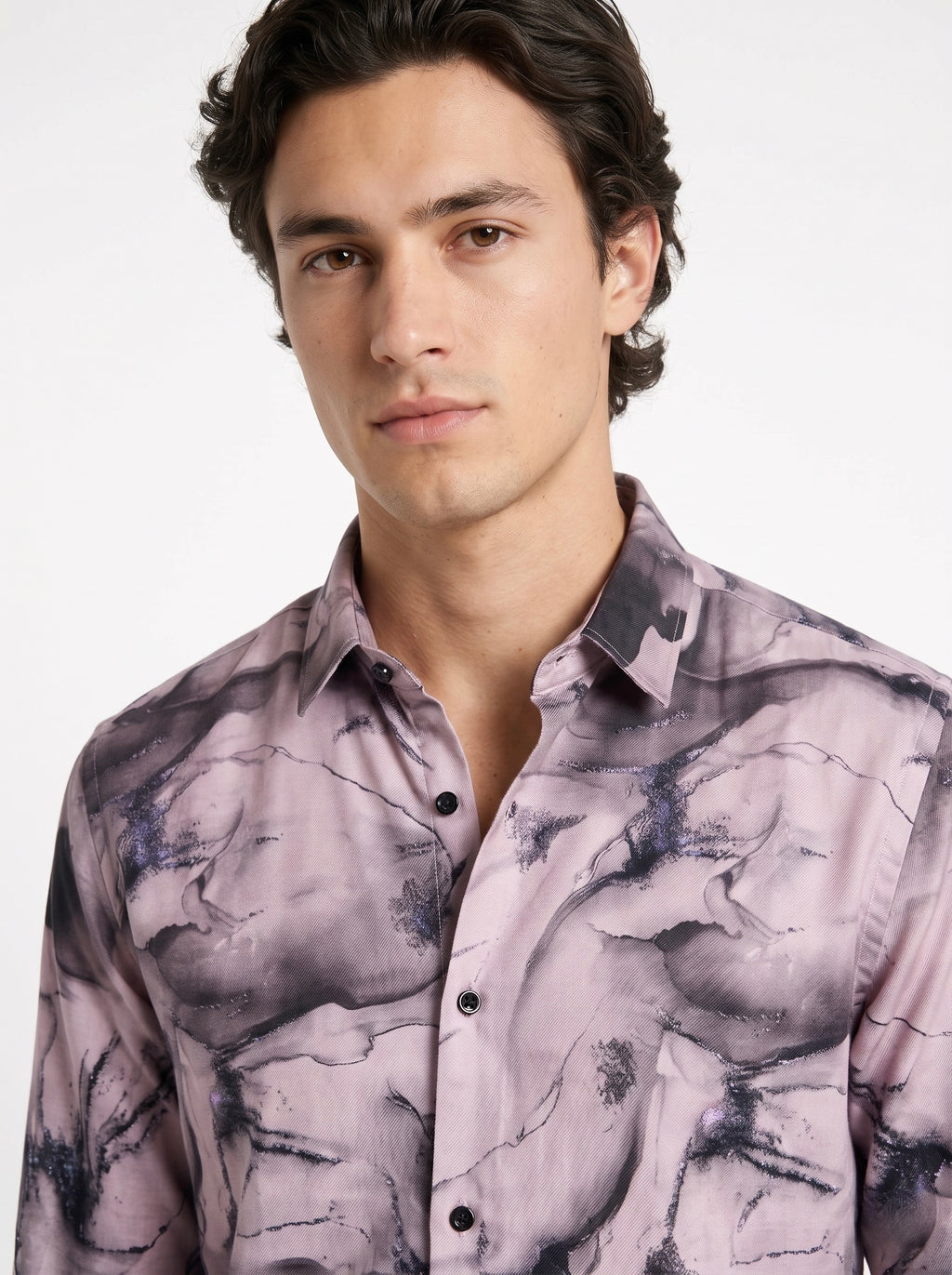 Men’s Abstract Marble Foil Print Full Sleeve Shirt