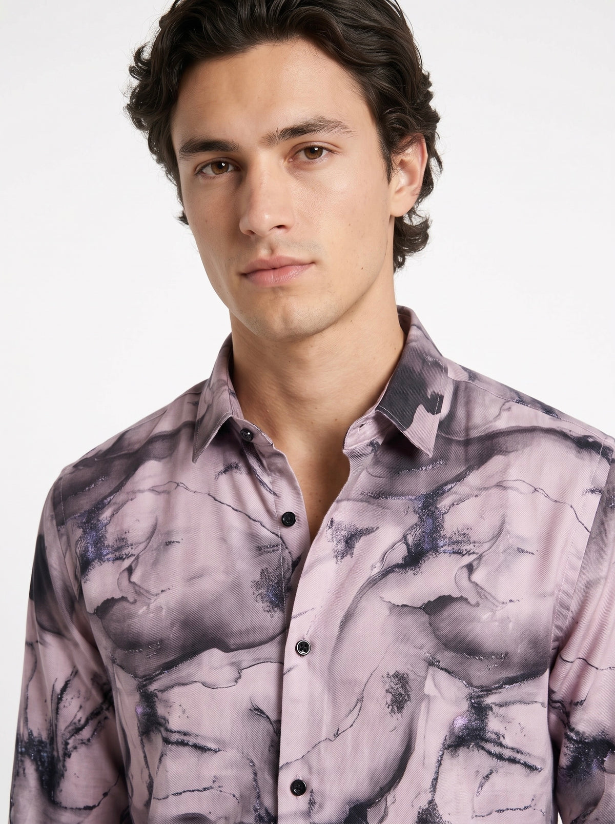 Men’s Abstract Marble Foil Print Full Sleeve Shirt