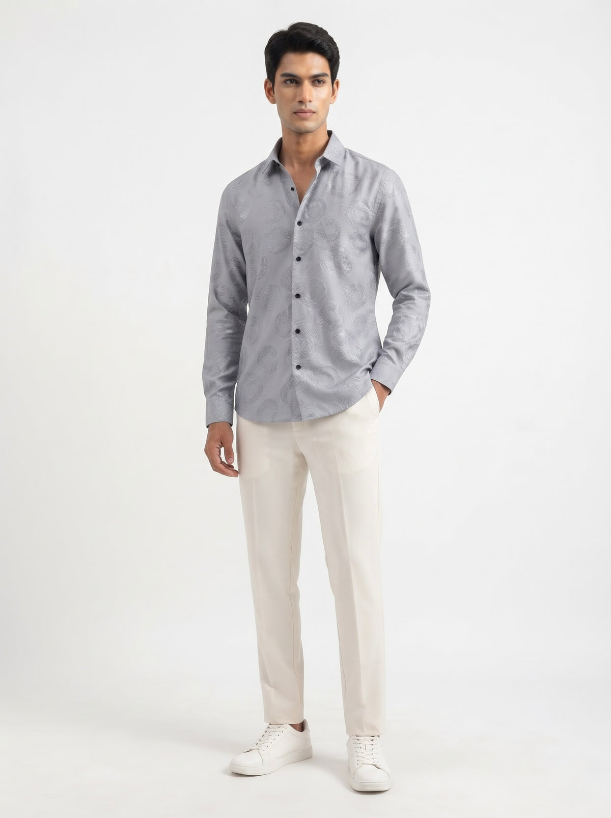 Men’s Swirl Pattern Party Wear Shirt