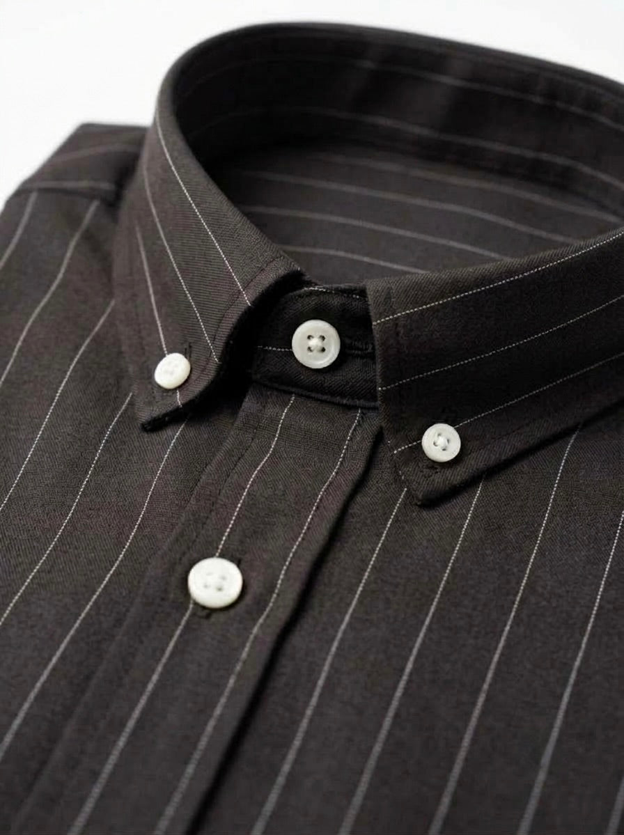 Men’s Striped TR Fabric Button-Down Shirt