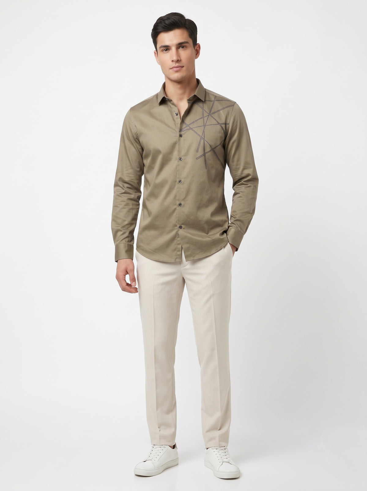 Men’s Abstract Line Full Sleeve Party Wear Shirt - Snipes