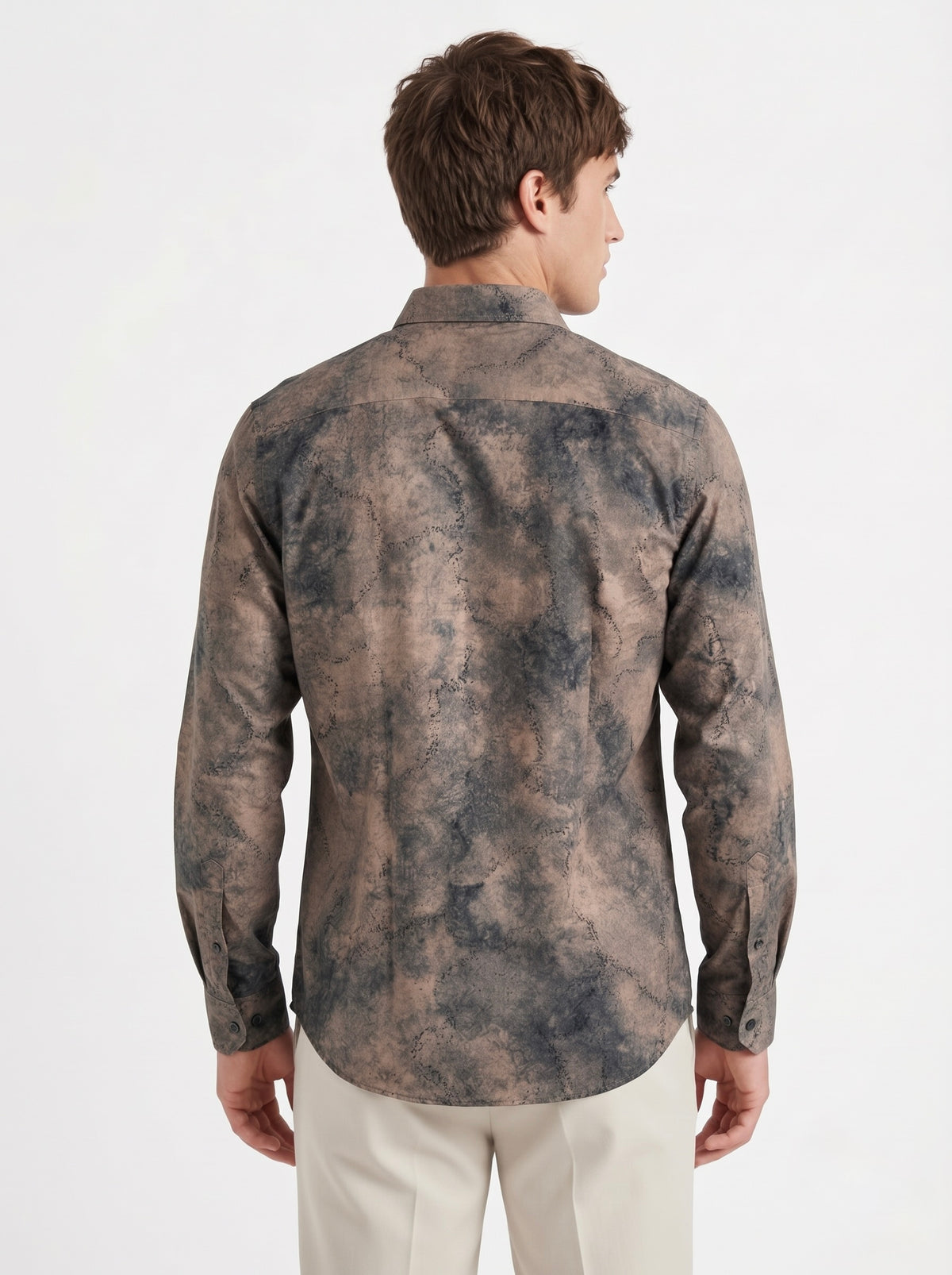 Men’s Smoky Abstract Foil Print Party Shirt