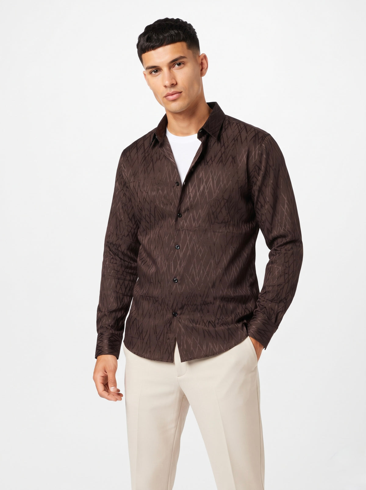 Men’s Cross Stripes Party Wear Shirt
