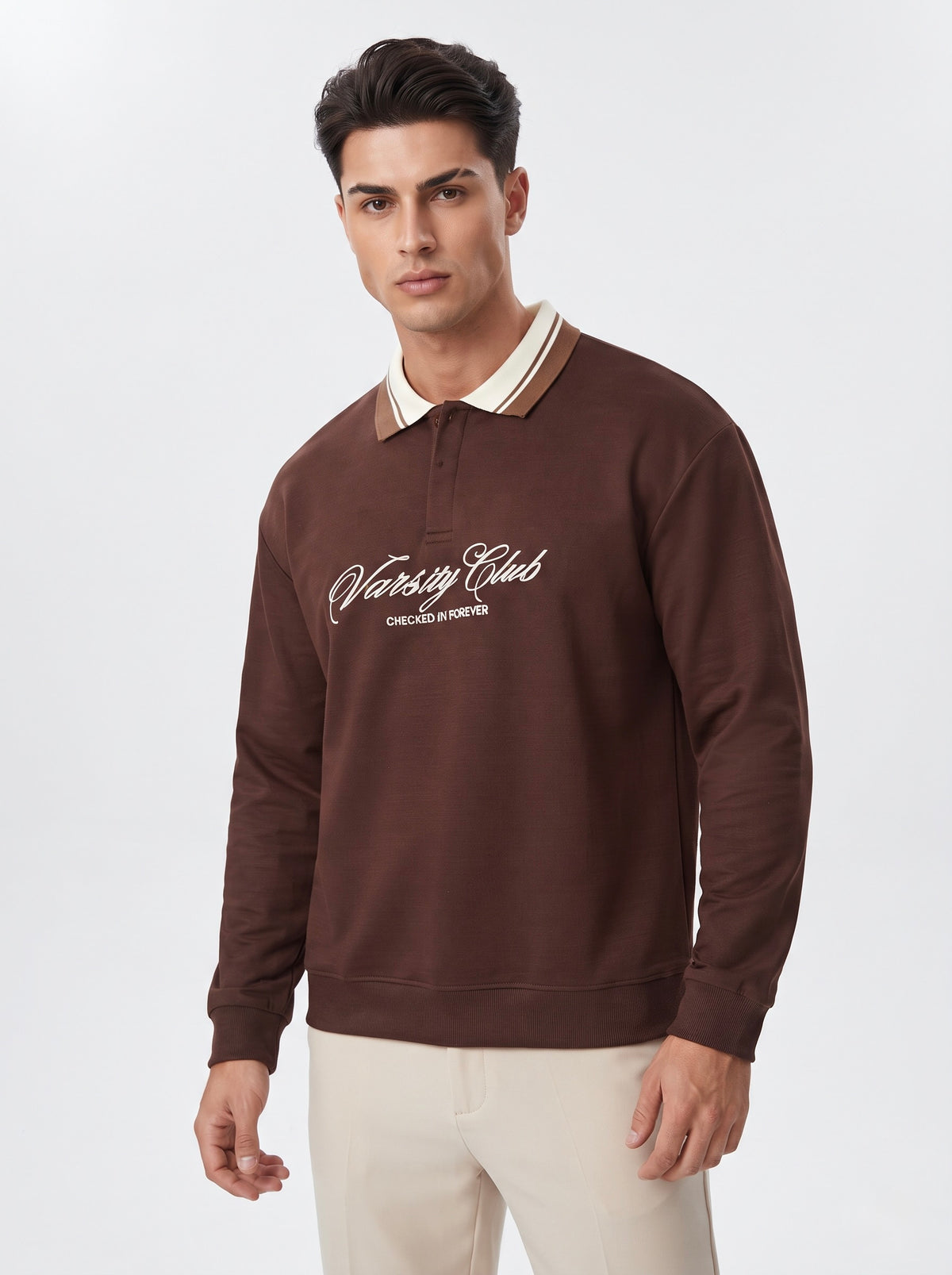 Men’s Varsity Club Full Sleeve Polo Sweatshirt